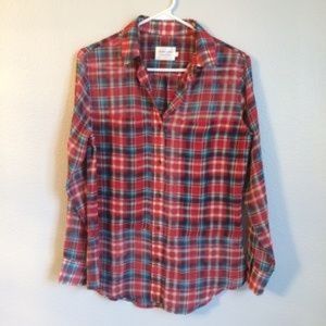 SHADES of GREY Sheer Plaid Button Down Shirt Small